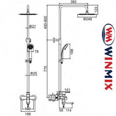 Душевая колонна со смесителем Winmix АВА-009-J из нерж стали SUS304 Київ