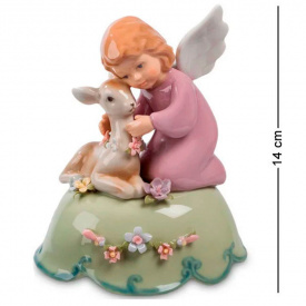 Музыкальная Статуэтка Ангелочек с олененком Pavone AL32026