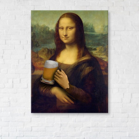 Картина на холсте IBR Mona Lisa with beer 90x120 см