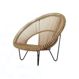 Плетене крісло Cruzo Мун натуральний ротанг на металокаркасі