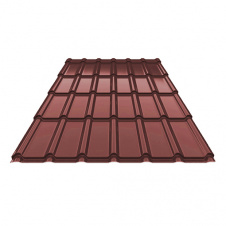 Фото - Металлочерепица Ruukki Decorrey Pural matt BT 0,50 мм RR-887 (Каштан) Металлочерепица Ruukki Decorrey Pural matt BT 0,50 мм RR-887 (Каштан)
