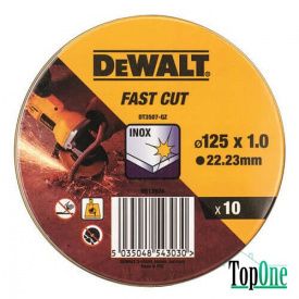 Набор кругов отрезных DeWALT \INOX\ по металлу 125x22,23x1,0 мм 10 шт DT3507