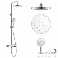 Душевая стойка со смесителем-термостатом и изливом Imprese Centrum T-10230LX хром/белая Львів