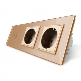 Сенсорний вимикач із двома розетками Livolo золото скло (VL-C701/C7C2EU-13)