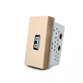 Механізм розетка USB Livolo з блоком живлення 2.1А, 5V золото (VL-C7-1USB-13)