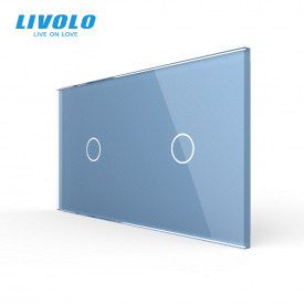 Сенсорна панель вимикача Livolo 2 каналу (1-1) блакитне скло (VL-C7-C1/C1-19)