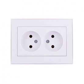 Розетка двойная Lezard Rain без заземления ПБТ Белая (703-0202-128B)
