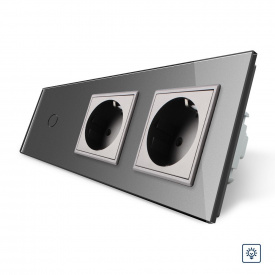 Сенсорний диммер із двома розетками Livolo сірий скло (VL-C701D/C7C2EU-15)