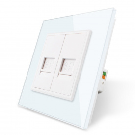 Компьютерная розетка два RJ-45 Livolo белый стекло (VL-C792C-11)