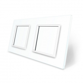 Рамка розетки Livolo 2 поста белый стекло (VL-C7-SR/SR-11)