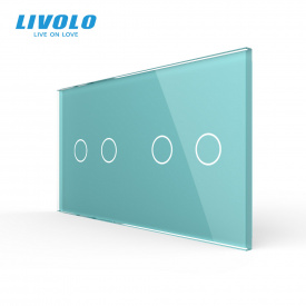 Сенсорная панель выключателя Livolo 4 канала (2-2) зеленый стекло (VL-C7-C2/C2-18)