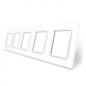 Рамка розетки Livolo 5 постов белый стекло (VL-C7-SR/SR/SR/SR/SR-11)