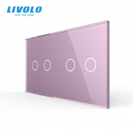 Сенсорна панель вимикача Livolo 4 каналу (2-2) рожевий скло (VL-C7-C2/C2-17)