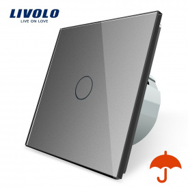 Сенсорный выключатель Livolo для улицы с защитой от брызг IP44 серый стекло (VL-C701IP-15)