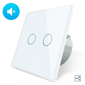Безшумний сенсорний прохідний вимикач Livolo 2 каналу білий скло (VL-C702SQ-11)