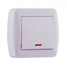 Вимикач одноклавішний з підсвічуванням накладної білий DEMET Lezard