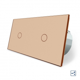 Сенсорний прохідний вимикач Livolo 2 каналу (1-1) золото скло (VL-C701S/C701S-13)