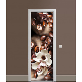 Наклейка на дверь Zatarga «Падение кофейных зёрен» 650х2000 мм виниловая 3Д наклейка декор самоклеящаяся