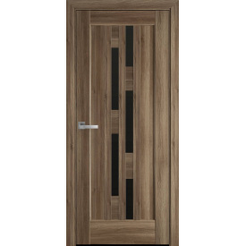 Межкомнатные двери Лаура с черным стеклом Новый Стиль 600х900x2000 мм