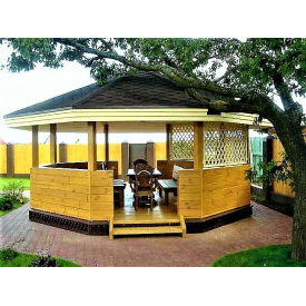 Беседка деревянная восьмигранная из профилированного бруса 36 м2