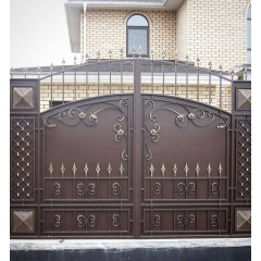 Ворота въездные объёмные прочные с пиками Legran Чернигов