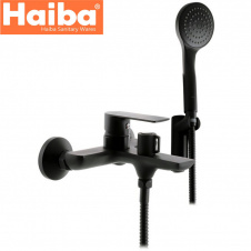 Смеситель для ванны короткий нос HAIBA ALEX Black EURO (Chr-009)