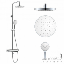 Душевая стойка со смесителем-термостатом и изливом Imprese Centrum T-10230LX хром/белая