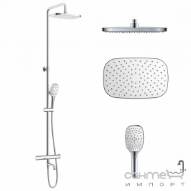 Душевая стойка со смесителем-термостатом и изливом Imprese Centrum T-10300SQ хром/белая