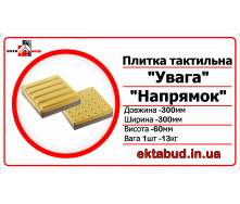 Тротуарная тактильная плитка бетонная 300х300х60 шаблон Направление 60 мм 6 см