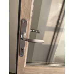 Скляні балконні двері 700х2100 мм монтажна ширина 70 мм профіль WDS Ekipazh Ultra 70 колір Дуб Шефілд Шостка