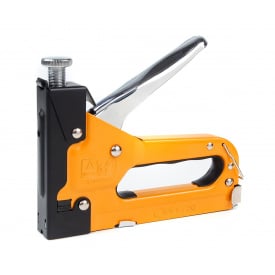 Степлер строительный металлический регулировка силы удара универсальный Polax 4-14 мм 100 скоб в комплекте (24-004)