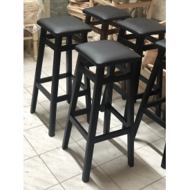 Стілець барний масив бука чорний сидіння м'яке шкірзам 800x300x380 мм