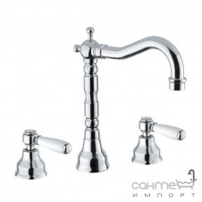 Смеситель для раковины на 3 отверстия Bugnatese Revival Uni 412U BR ceramic бронза, ручки белая керамика