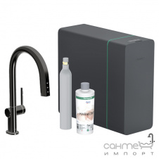 Смеситель для кухни + стартовый комплект SodaSystem 210 Hansgrohe Aqittura M91 76800670 матовый черный