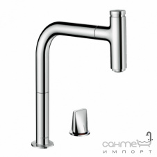 Смеситель для кухни на 2 отверстия с вытяжным изливом Hansgrohe Metris Select M71 73804000 хром