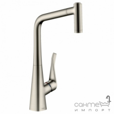 Смеситель для кухни с вытяжным изливом Hansgrohe Metris M71 73801800 нержавеющая сталь
