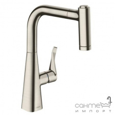 Смеситель для кухни с выдвижным изливом Hansgrohe Metris 14834800 сталь