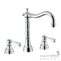 Смеситель для раковины на 3 отверстия Bugnatese Revival Uni 412U BR ceramic бронза, ручки белая керамика Славута