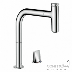 Смеситель для кухни на 2 отверстия, с вытяжным изливом Hansgrohe Metris Select M71 Eco 73825000 хром Кропивницький
