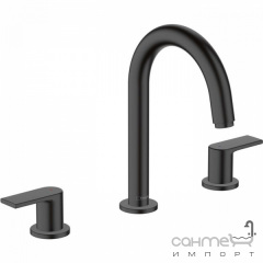 Смеситель для раковины на 3 отверстия с донным клапаном Hansgrohe Vernis Blend 71553670 матовый черный Хмельницький