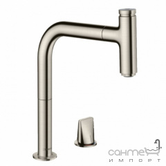 Змішувач для кухні на 2 отвори з витяжним виливом Hansgrohe Metris Select M71 73804800 нержавіюча сталь Луцьк