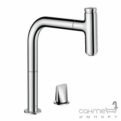 Смеситель для кухни на 2 отверстия, с вытяжным изливом Hansgrohe Metris Select M71 73804000 хром Умань