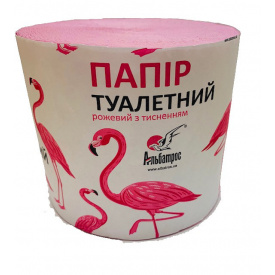 Туалетная бумага из макулатуры розовая с тиснением и перфорацией