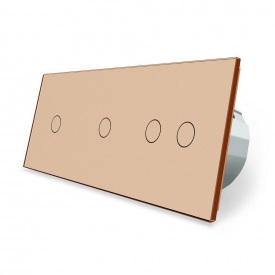 Сенсорний ZigBee вимикач 4 сенсори (1-1-2) золото скло Livolo (VL-C701Z/C701Z/C702Z-13)