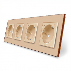 Четырехместная умная розетка ZigBee с заземлением золотой Livolo (VL-C7FCTC16AZ-8AP)