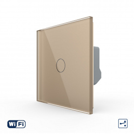 Умный сенсорный Wi-Fi проходной выключатель 1 сенсор золотой стекло Livolo (VL-C7FC1SNY-2G-AP)