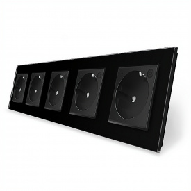 Пятиместная умная розетка ZigBee с заземлением черный Livolo (VL-C7FCTC16AZ-10BP)