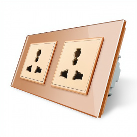 Розетка двомісна універсальна золоте скло Livolo (VL-C7FCT22-4AP)