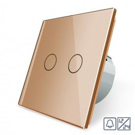 Сенсорна кнопка 2 сенсора 12/24В золоте скло Livolo (VL-C702CH-13)