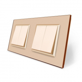 Комплект двоклавішних вимикачів золотий скло Livolo (VL-C7K2K2-13)